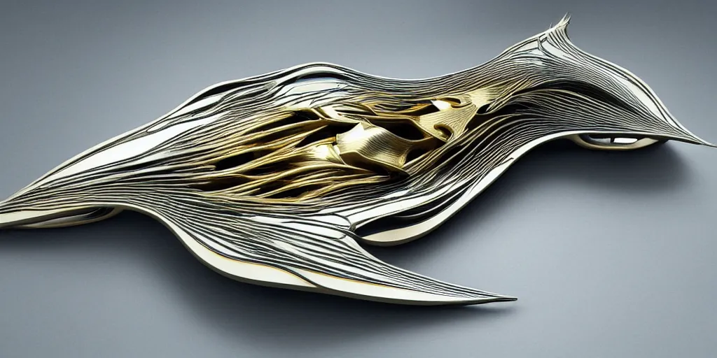 Image similar to knitting gold zaha hadid architecture by giger alien