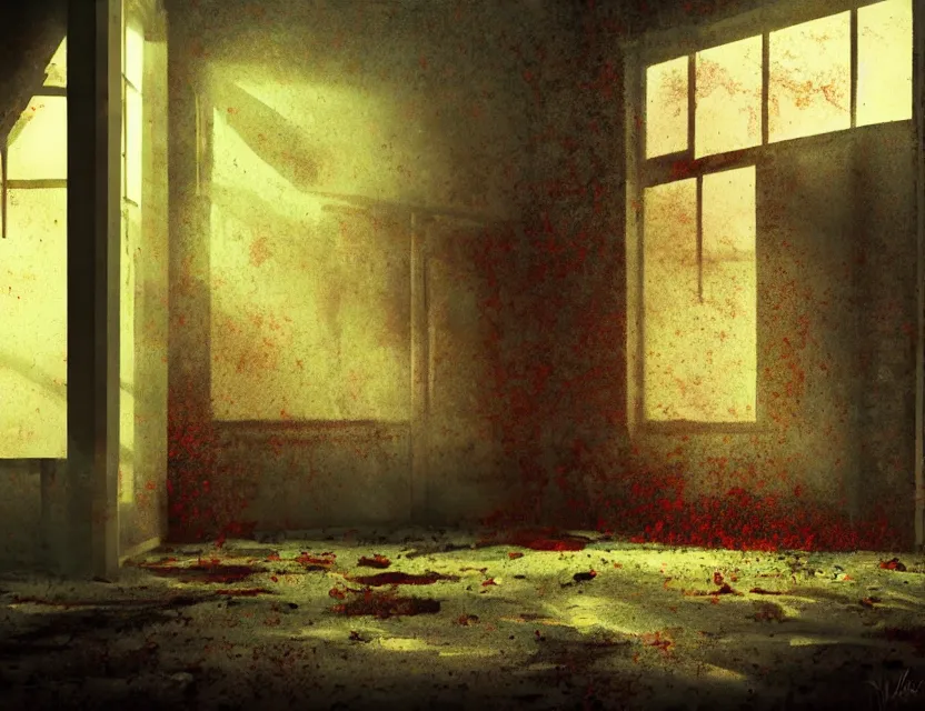 Prompt: psychological horror movie still, abandoned laboratory. complementary colors, oil painting, indie concept art, bloom, chiaroscuro, backlighting, intricate details.