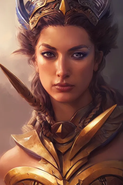 Image similar to amazon valkyrie athena, d & d, fantasy, portrait, highly detailed, headshot, digital painting, trending on artstation, concept art, sharp focus, illustration, art by artgerm and greg rutkowski and magali villeneuve