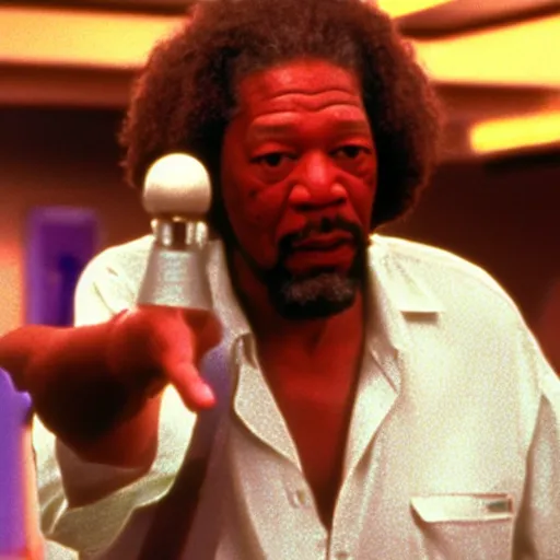 Image similar to a still of Morgan Freeman as the Dude in the bowling alley in The Big Lebowski (1998)