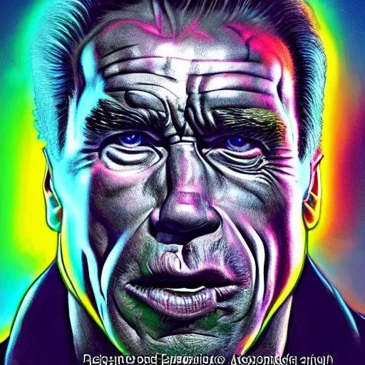 Image similar to I've discovered life, arnold schwarzenegger, ecstatic, infinite power, manic, perfect eyes, full body shot, chemical structures, atoms, molecules, portrait, energized face, noble, transformation, vivid colors, elegant, concept art, sharp focus, digital art, Hyper-realistic, 4K, Unreal Engine, Highly Detailed, HD, Dramatic Lighting by Brom, trending on Artstation