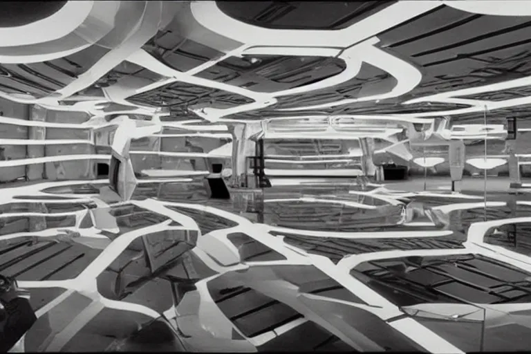 Prompt: a futuristic film studio by Stanley kubrick, sci-fi, reimagined by industrial light and magic