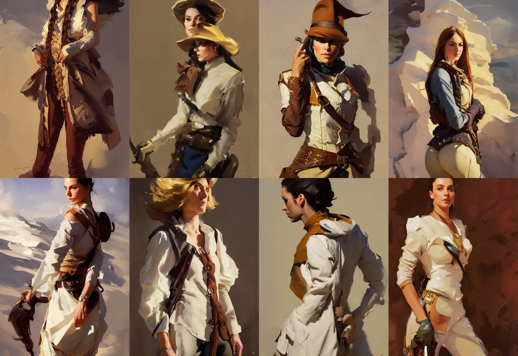 Prompt: portrait of italian spain model girl jodhpurs hyperborea winter traveler treasure hunter greg manchess painting by sargent and leyendecker, fantasy, medium shot, asymmetrical, intricate, elegant, matte painting, illustration, hearthstone, by rhads, by greg rutkowski, by greg tocchini, by james gilleard, by joe fenton