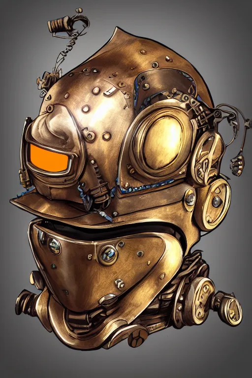 Image similar to steampunk helmet fantasy art mask robot ninja stylized digital illustration sharp focus, elegant intricate digital painting artstation concept art global illumination ray tracing advanced technology chaykin howard and campionpascale and cooke darwyn and davis jack