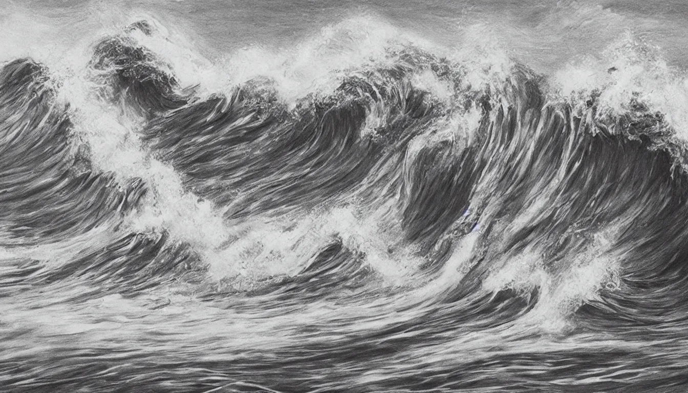 Image similar to crashing ocean wave, photorealistic drawing, international award winning