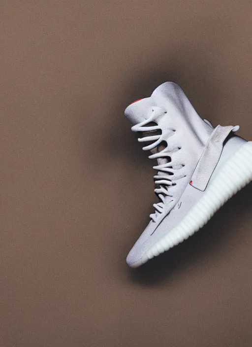 Image similar to hyperrealistic and heavy detailed product photo yeezy shoe of travis scott, in front of white back drop, whole shoe is in picture, leica sl 2 5 0 mm, vivid color, high quality, high textured, real life