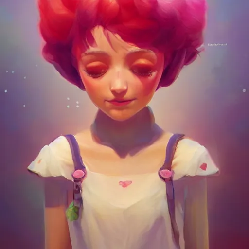 Image similar to painted portrait of a strawberry shortcake, fantastically pastel colors, octane render, matte painting concept art, official fanart behance hd artstation by jesper elsing, by rhads and makoto shinkai and lois van baarle and ilya kuvshinov and rossdraws