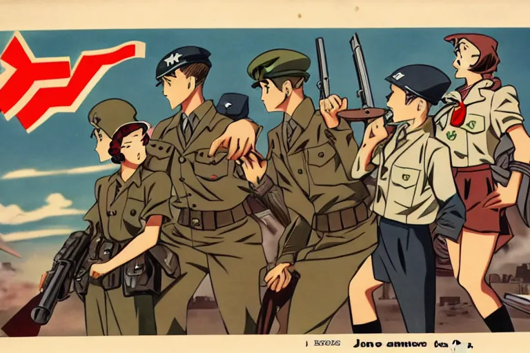 Prompt: 1940s, war, anime