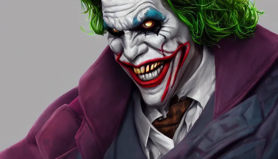 Image similar to Digital painting of Bill Skasgard as Joker, hyperdetailed, artstation, cgsociety, 8k