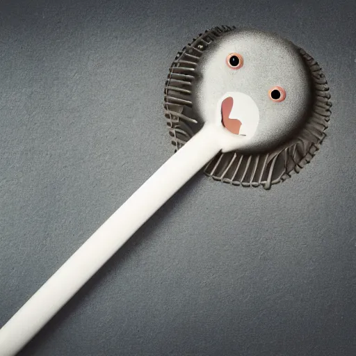 Image similar to shovel pointing down with googly eyes and a human mouth, white background