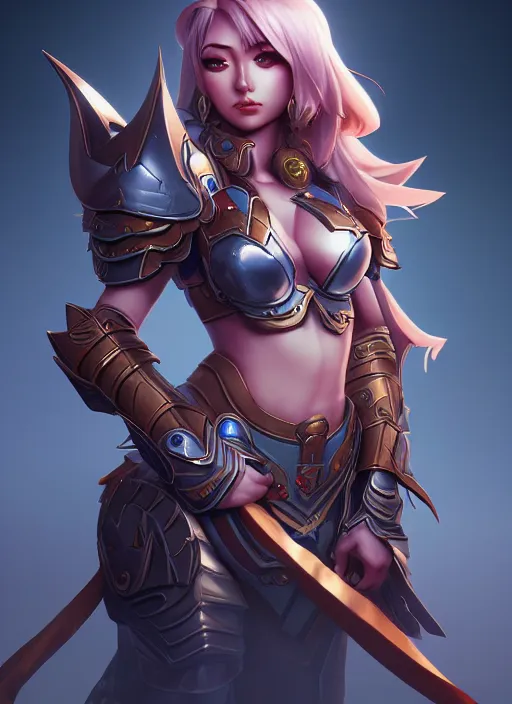 Image similar to sakimi chan, armor, detailed face, dynamic lighting, tony sart, 8 k