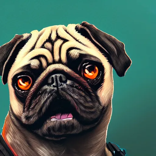 Prompt: Portrait of a pug as rambo, digital painting, highly detailed, retro, artstation, concept art, smooth, sharp focus, illustration