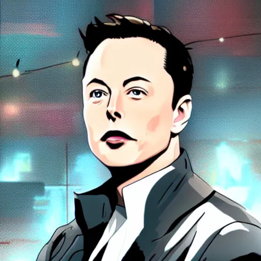 Image similar to elon musk, screenshot from a 2012s anime