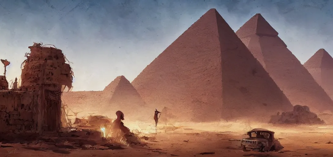 Image similar to egyptian landscape, desert, zombies, by studio ghibli and greg rutkowski,