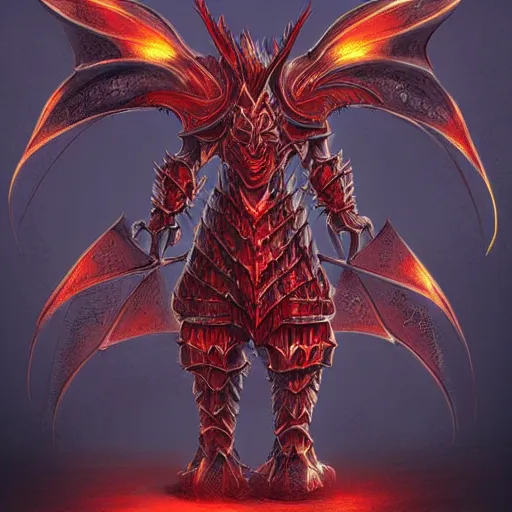 Image similar to concept art of warrior heavy red dragon armor, perfect symmetry, digital art, d & d digital painting, intricate details, ultra realistic, volumetric lighting, warm colors advance, cell shading