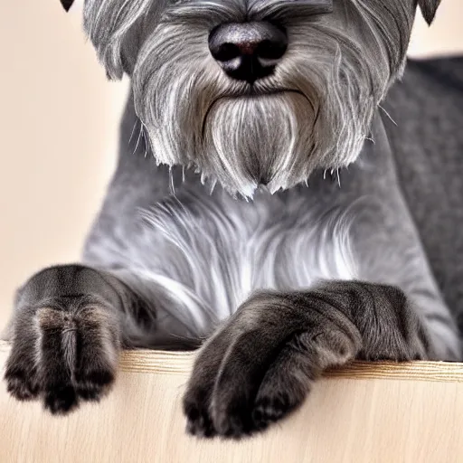 Prompt: a feline schnauzer - cat - hybrid, animal photography