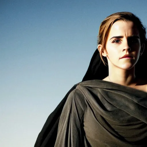 Image similar to Emma Watson as a bene-gesserit, ominous, brooding, dark, detailed, portrait by Annie leibovitz