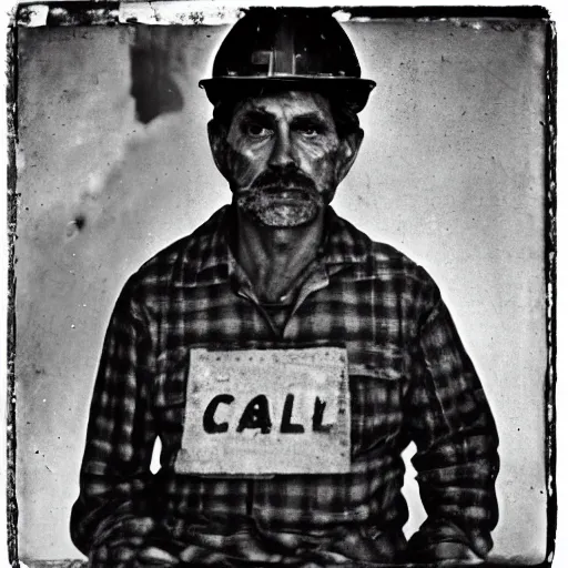 Image similar to portrait of coal mine worker by Diane Arbus, 50mm, bokeh