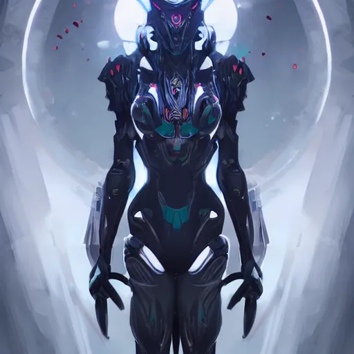 Image similar to sci - fi portrait of a humanoid robot surrounded with floating magical runes, standing in a dark forest, artgerm, trending on artstation, warframe concept art