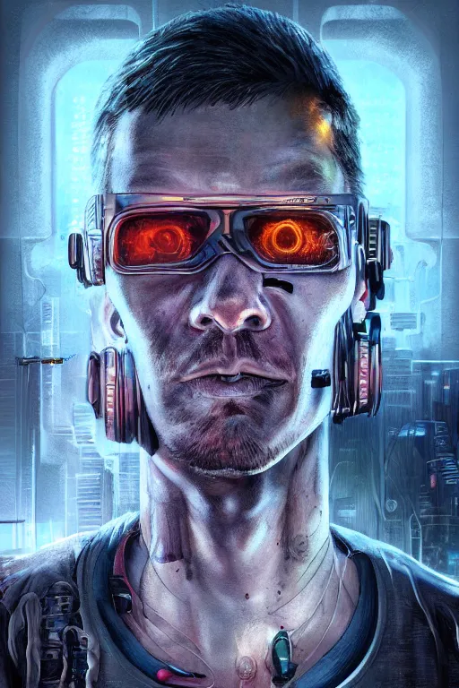 illustration of an male cyberpunk character wearing | Stable Diffusion