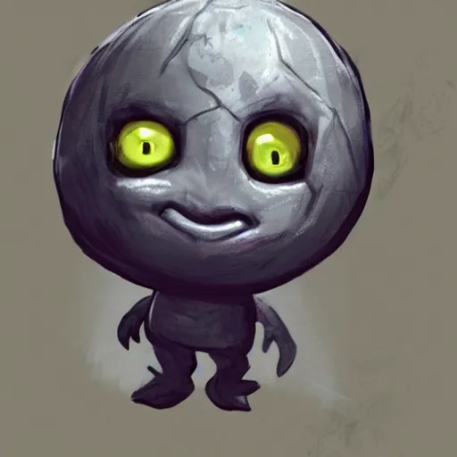 Image similar to Toddler concept art. Dark souls. Large head. Cute face.