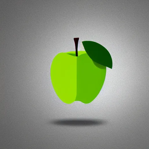 Image similar to studio shot of green apple shaped like a dog, isometric perspective, green background