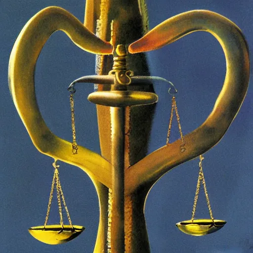 Image similar to abstract. balance. scales of justice. by yoshitaka amano.