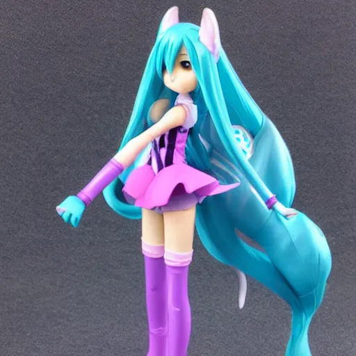 Prompt: Hatsune Miku loli cosplay winx, figure