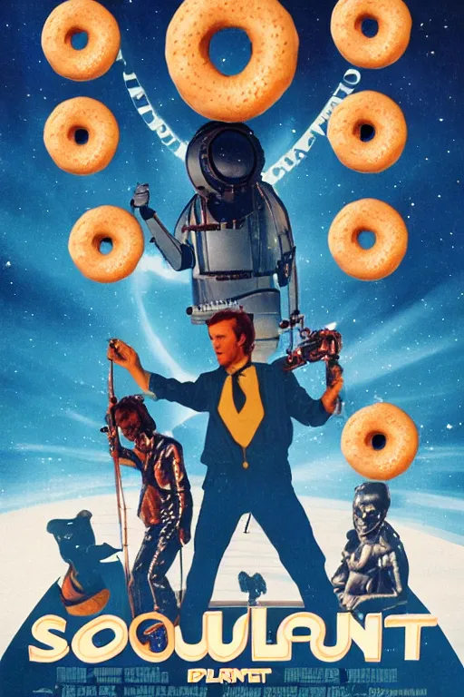 Image similar to movie poster for 1 9 8 0 s sci - fi film donut planet