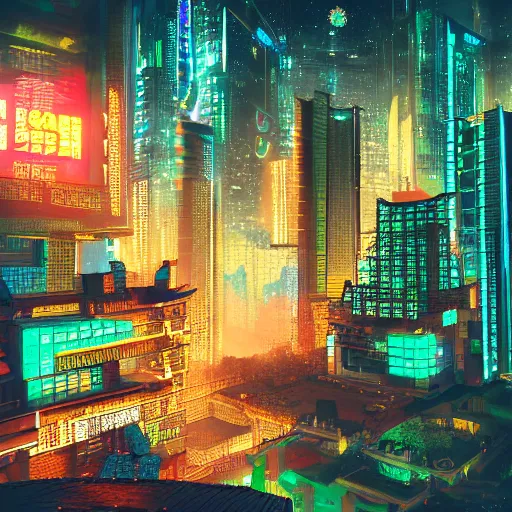 Image similar to night shot of a cyberpunk chinese mayan mayan mayan city