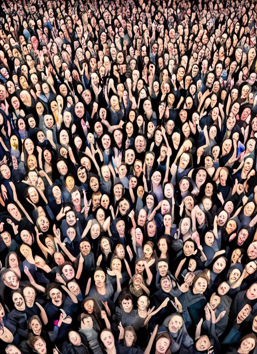 Prompt: group portraits, supercomputer, groups of diverse happy humans hands in the air, above transparent squares, rectangles, large beautiful virtual art, highly detailed, super realistic, perfect lighting pixel sorting