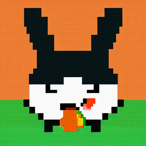 Image similar to pixel art of a cute rabbit eating a carrot