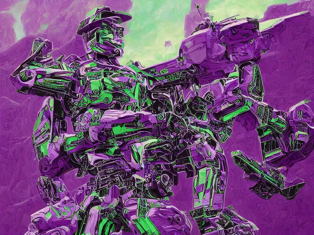 Image similar to portrait of cowboy johnny cash as purple green optimus prime from transformers riding on guitar zord ufo hoverboard, intricate, highly detailed, smooth, artstation, digital illustration by Lisa Frank and Ruan Jia and Mandy Jurgens and Artgerm and Wayne Barlowe and Greg Rutkowski and Zdislav Beksinski