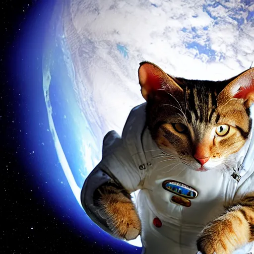 Image similar to photo of cat in space suit