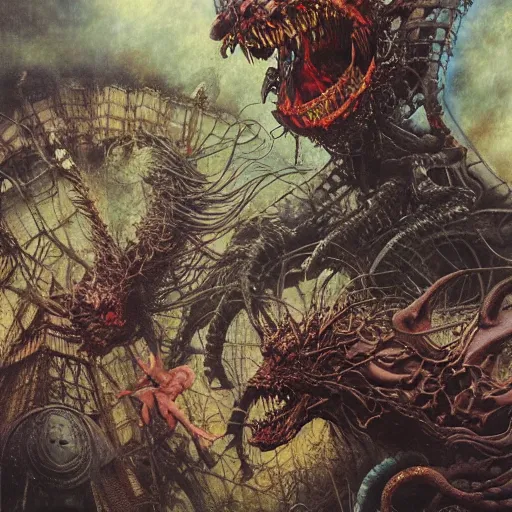 realistic detailed image of Creatures terrorizing an | Stable Diffusion