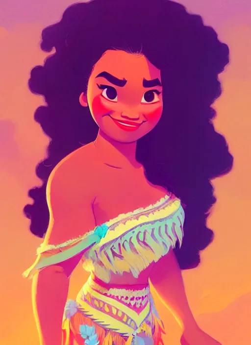 Image similar to dream highly detailed portrait of disney's princess moana, magnificent, photographic realistic background, by atey ghailan, by greg rutkowski, by greg tocchini, by james gilleard, by joe fenton, by kaethe butcher, trending on instagram, award winning details