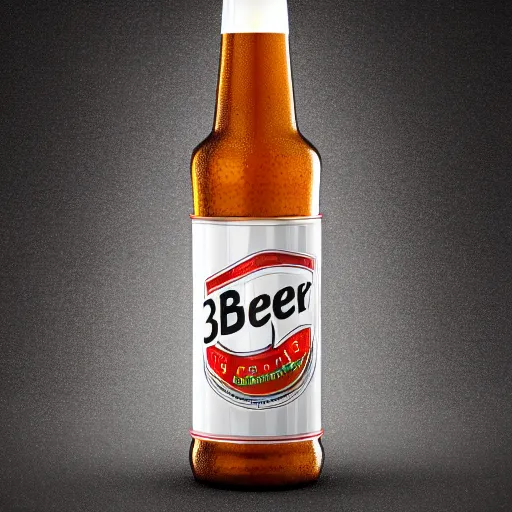 Prompt: 3 d render of beer bottle packshot, photorealistic, hq
