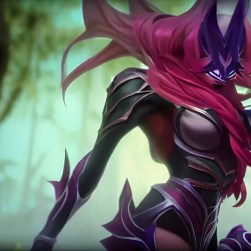 Prompt: league of legends cinematic, kai'sa and xayah are best friends, hyperrealistic