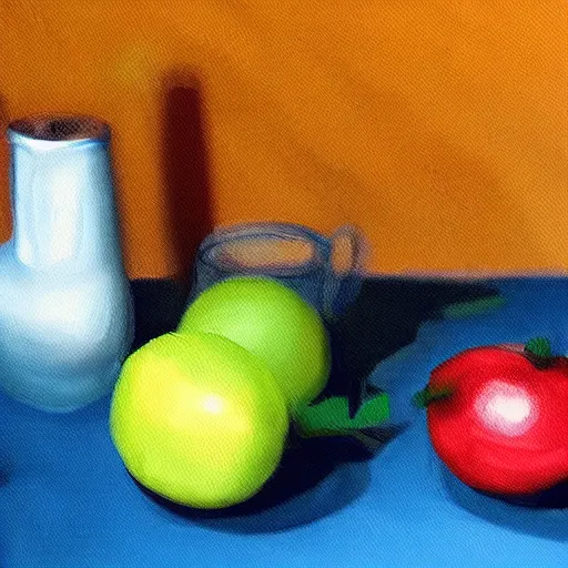 Image similar to concept art of still life painting with iphone