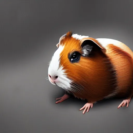 Prompt: a cyberpunk image of a guinea pig, digital realistic painting