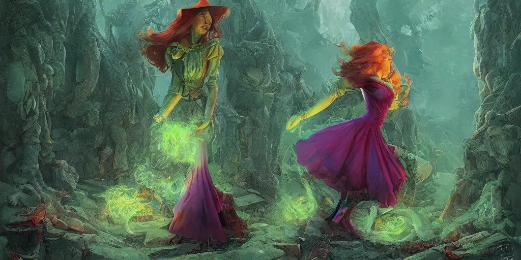 Image similar to The princess resurrects as a wicked witch by Frederick Morgan and Marc Simonetti