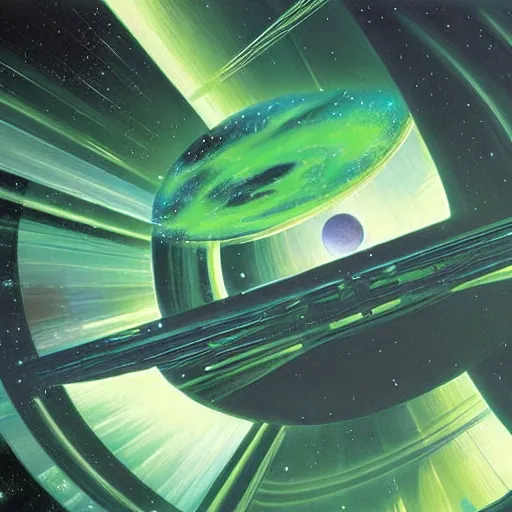 Image similar to Green nebula without planets, Syd Mead, John Harris, Federico Pelat,