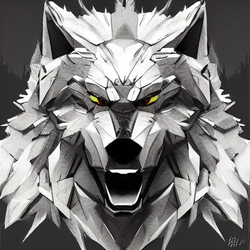 Prompt: iron wolf , trending on Artstation