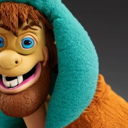 Prompt: shaggy from scooby doo, figurine, claymation, 8 k, studio lighting, cgsociety,