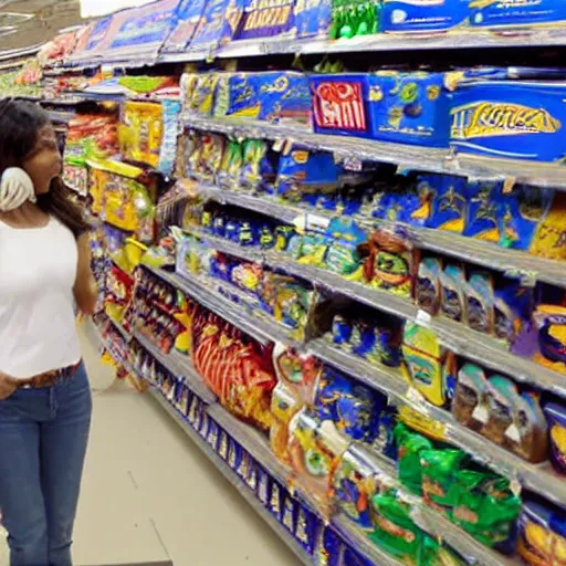 Prompt: astronaut shopping groceries at Walmart