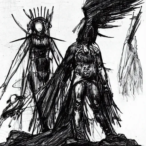 Image similar to oedipus and the sphinx drawing by tsutomu nihei