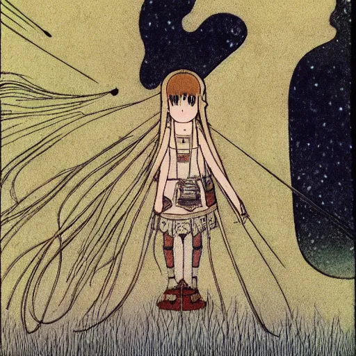 Image similar to derivative ideation of studio ghibli botw john bauer interstellar