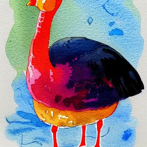 Prompt: cute goose, watercolor, diecut sticker