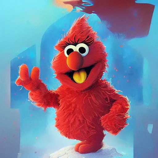 Prompt: Elmo from Sesame Street, by Stanley Artgerm Lau, WLOP, Rossdraws, James Jean, Andrei Riabovitchev, Marc Simonetti, and Sakimichan, tranding on artstation