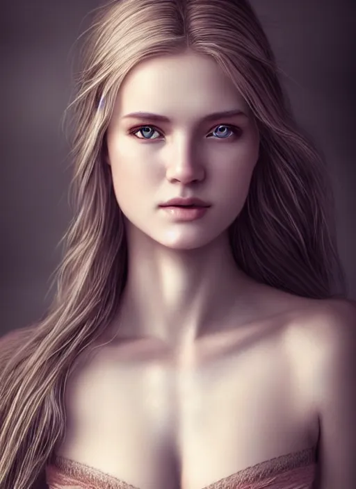 Image similar to a gorgeous norwegian female photo, professionally retouched, soft lighting, realistic, smooth face, full body shot, torso, dress, perfect eyes, sharp focus on eyes, 8 k, high definition, insanely detailed, intricate, elegant, art by artgerm and mark hall